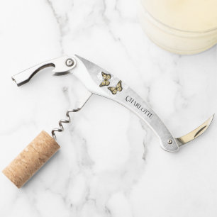 Gold Butterfly Floral Corkscrew