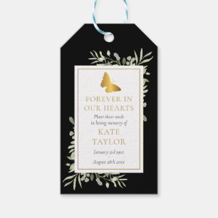 Gold Butterfly Greenery Funeral Seed Packet Photo Gift Tags