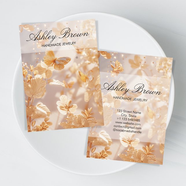 Gold Butterfly Handmade Jewellery Earring Display Business Card (gold butterfly)