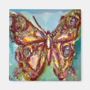 GOLD BUTTERFLY IN BLUE MAGNET