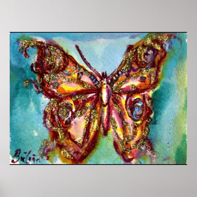 GOLD BUTTERFLY IN BLUE POSTER (Front)