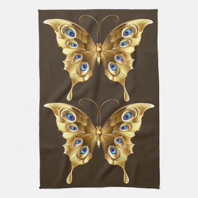 gold butterfly kitchen towel (Vertical)