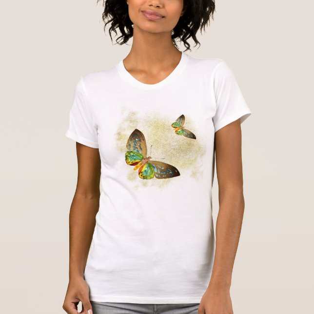 *~* Gold Butterfly on Gold Dust Glitter Watercolor T-Shirt (Front)