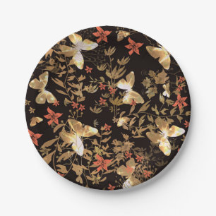 Gold butterfly paper plate