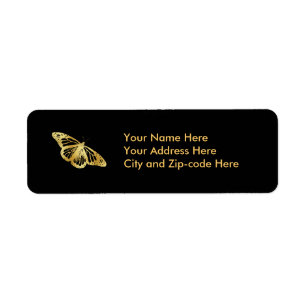 Gold Butterfly Return Address Label