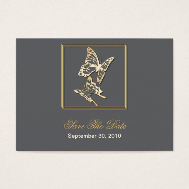 Gold Butterfly Save The Date Wedding MiniCard (Front)