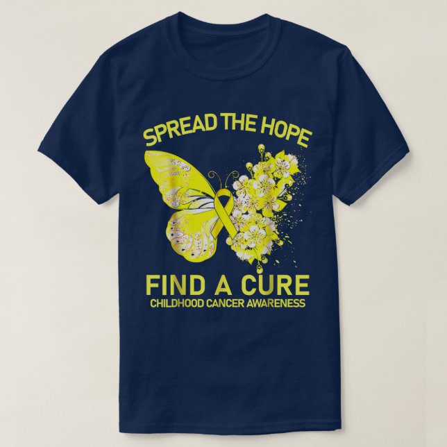 Gold Butterfly Spread The Hope Find A Cure Childho T-Shirt (Design Front)