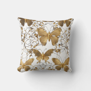 Gold Butterfly Throw Pillow