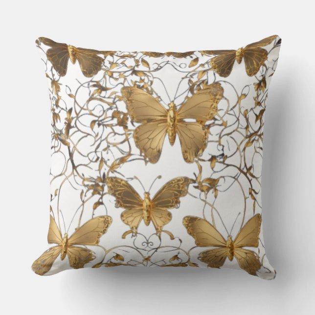 Gold Butterfly Throw Pillow: Cushion (Front)