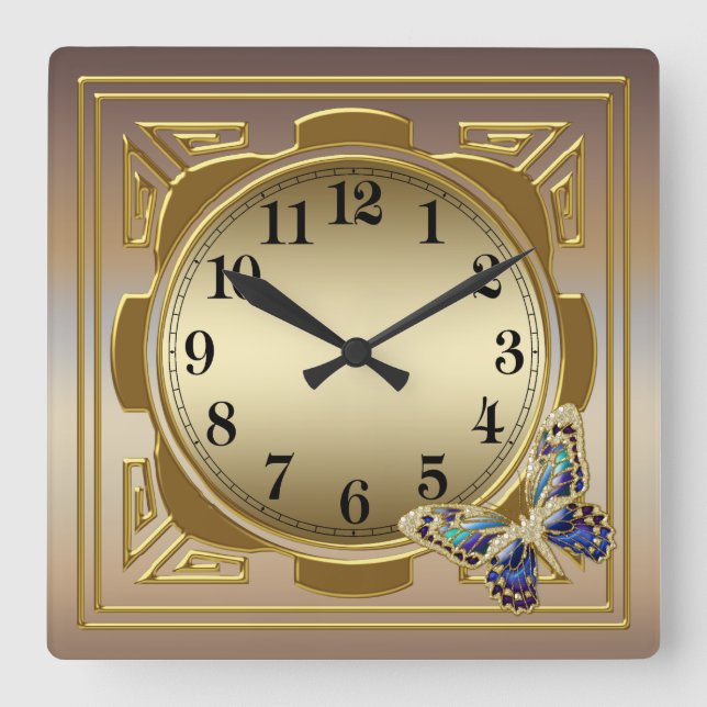 Gold Butterfly Wall Clock (Front)