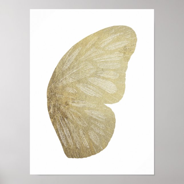 Gold Butterfly Wing Illustration Poster (Front)