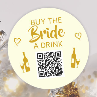 Gold Buy the Bride a Drink QR Code Bachelorette Classic Round Sticker