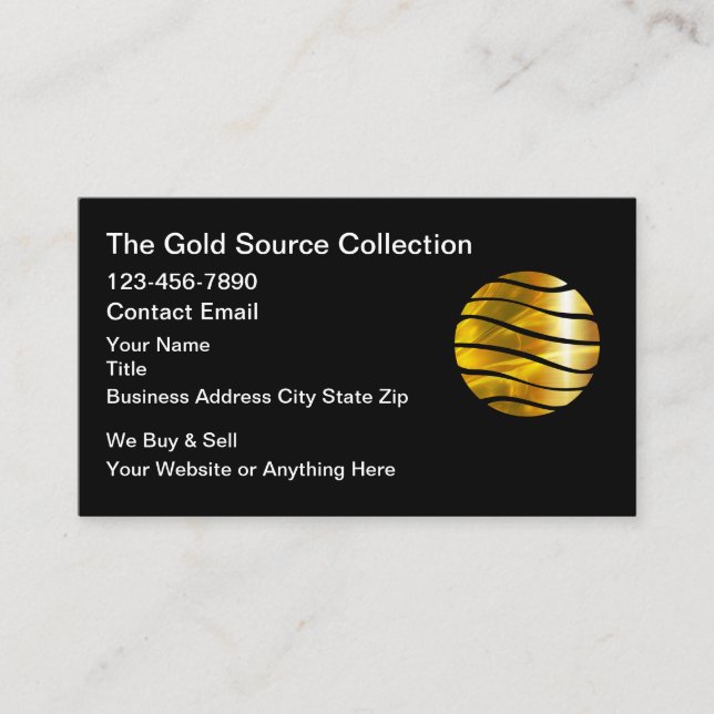 Gold Buying And Selling Source Business Cards (Front)