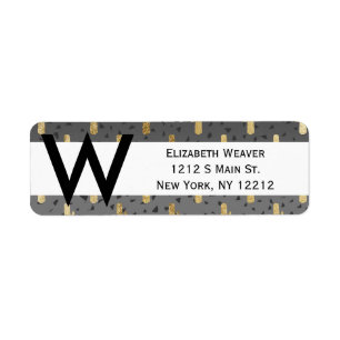 Gold Cactus on Modern Chic Geo Triangles Gradient Return Address Label