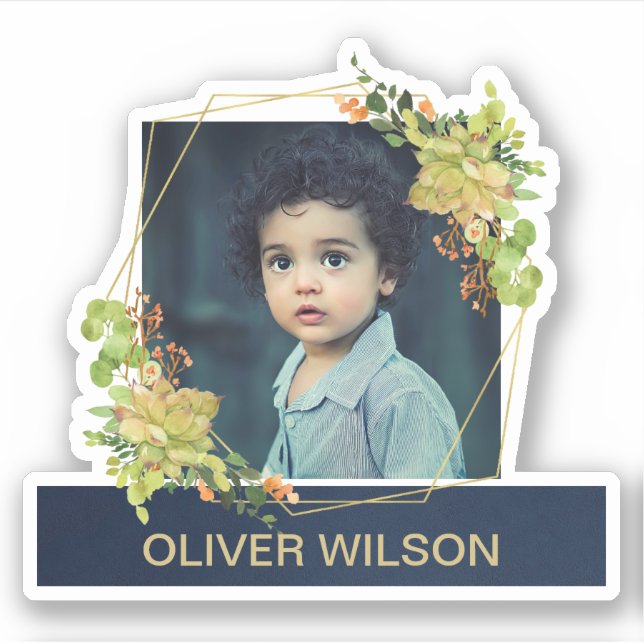 GOLD CACTUS SUCCULENT FOLIAGE WREATH PHOTO OVERLAY (Front)