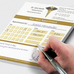 Gold Caduceus Black Wings Medical Appointment Notepad