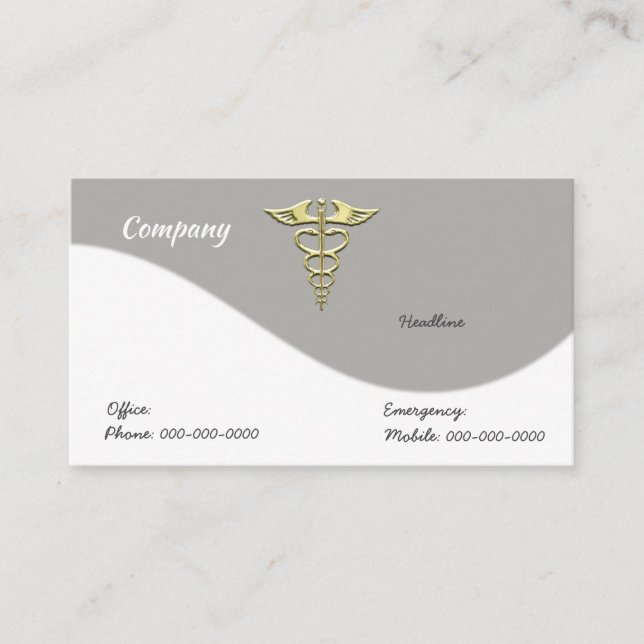 Gold Caduceus Business Card (Front)