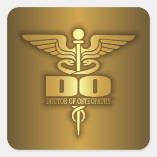 Gold Caduceus (DO) Square Sticker