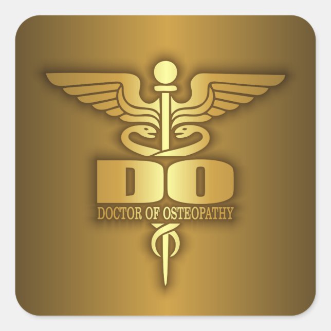 Gold Caduceus (DO) Square Sticker (Front)