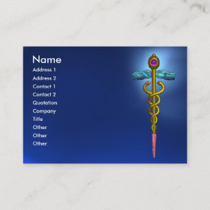 GOLD CADUCEUS,DOCTOR,MEDICAL SYMBOL Blue Sapphire Business Card