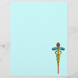 GOLD CADUCEUS MEDICAL SYMBOL