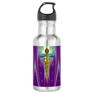 GOLD CADUCEUS MEDICAL SYMBOL 532 ML WATER BOTTLE