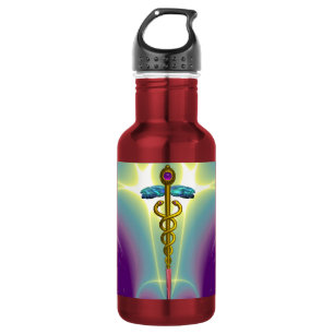 GOLD CADUCEUS MEDICAL SYMBOL 532 ML WATER BOTTLE