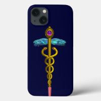 GOLD CADUCEUS MEDICAL SYMBOL ,Blue