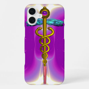 GOLD CADUCEUS MEDICAL SYMBOL Pink Violet Purple iPhone Case