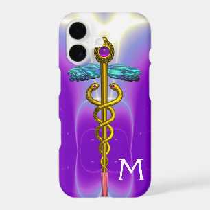 GOLD CADUCEUS MEDICAL SYMBOL Purple Monogram