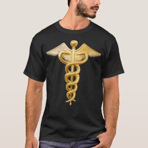 Gold Caduceus Medical Symbol  T-Shirt