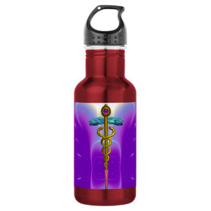 GOLD CADUCEUS MEDICAL SYMBOL Ultra Violet Purple 532 Ml Water Bottle