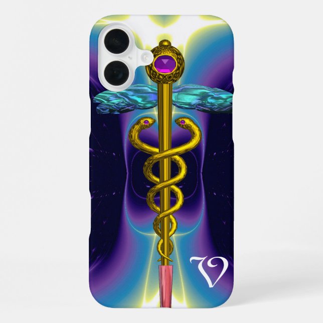 GOLD CADUCEUS MONOGRAM iPhone CASE (Back)