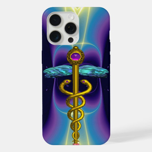 GOLD CADUCEUS MONOGRAM iPhone CASE (Back)