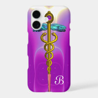 GOLD CADUCEUS MONOGRAM ,Pink Fuchsia