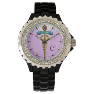 GOLD CADUCEUS MONOGRAM ,Pink,Lilac Watch