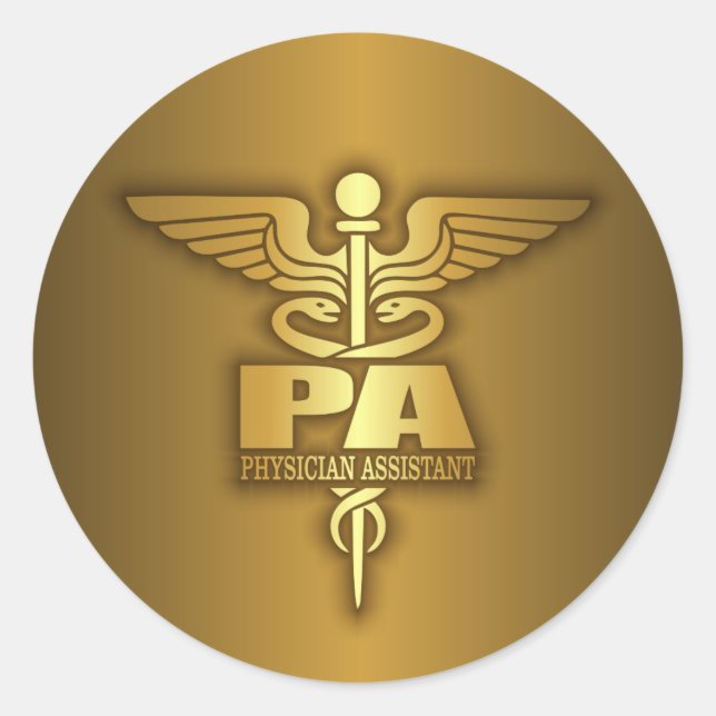 Gold Caduceus (PA) Classic Round Sticker (Front)
