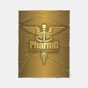 Gold Caduceus (PharmD) Fleece Blanket