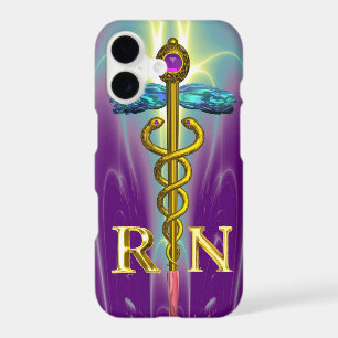 GOLD CADUCEUS REGISTERED NURSE SYMBOL Blue Purple