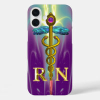 GOLD CADUCEUS REGISTERED NURSE SYMBOL Blue Purple