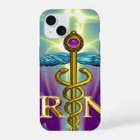 GOLD CADUCEUS REGISTERED NURSE SYMBOL Blue Purple