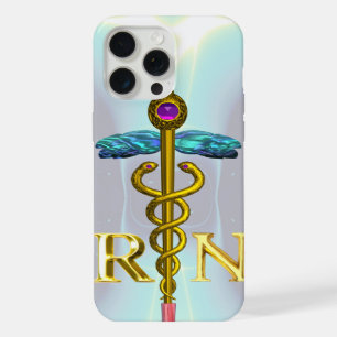 GOLD CADUCEUS REGISTERED NURSE SYMBOL Light Blue iPhone 15 Pro Max Case