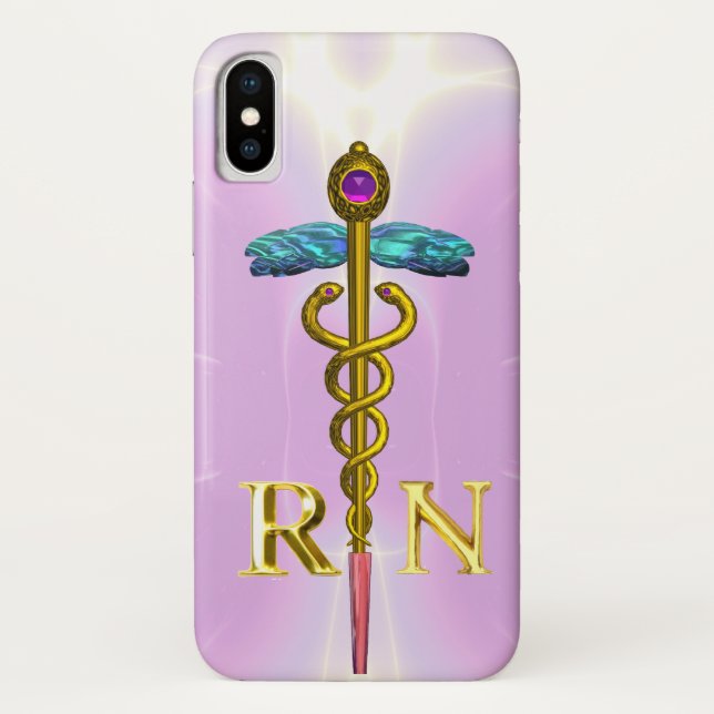 GOLD CADUCEUS REGISTERED NURSE SYMBOL Light Pink Case-Mate iPhone Case (Back)