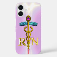 GOLD CADUCEUS REGISTERED NURSE SYMBOL Light Pink