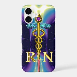 GOLD CADUCEUS REGISTERED NURSE SYMBOL Purple Blue