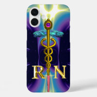 GOLD CADUCEUS REGISTERED NURSE SYMBOL Purple Blue