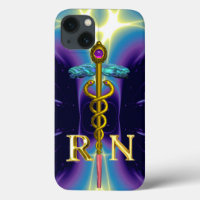 GOLD CADUCEUS REGISTERED NURSE SYMBOL Purple Blue