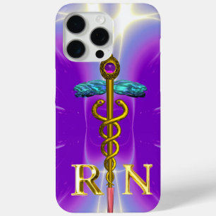 GOLD CADUCEUS REGISTERED NURSE SYMBOL Purple iPhone 15 Pro Max Case