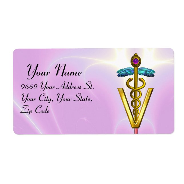GOLD CADUCEUS VETERINARY SYMBOL Pink Lilac (Front)