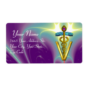 GOLD CADUCEUS VETERINARY SYMBOL Purple Green